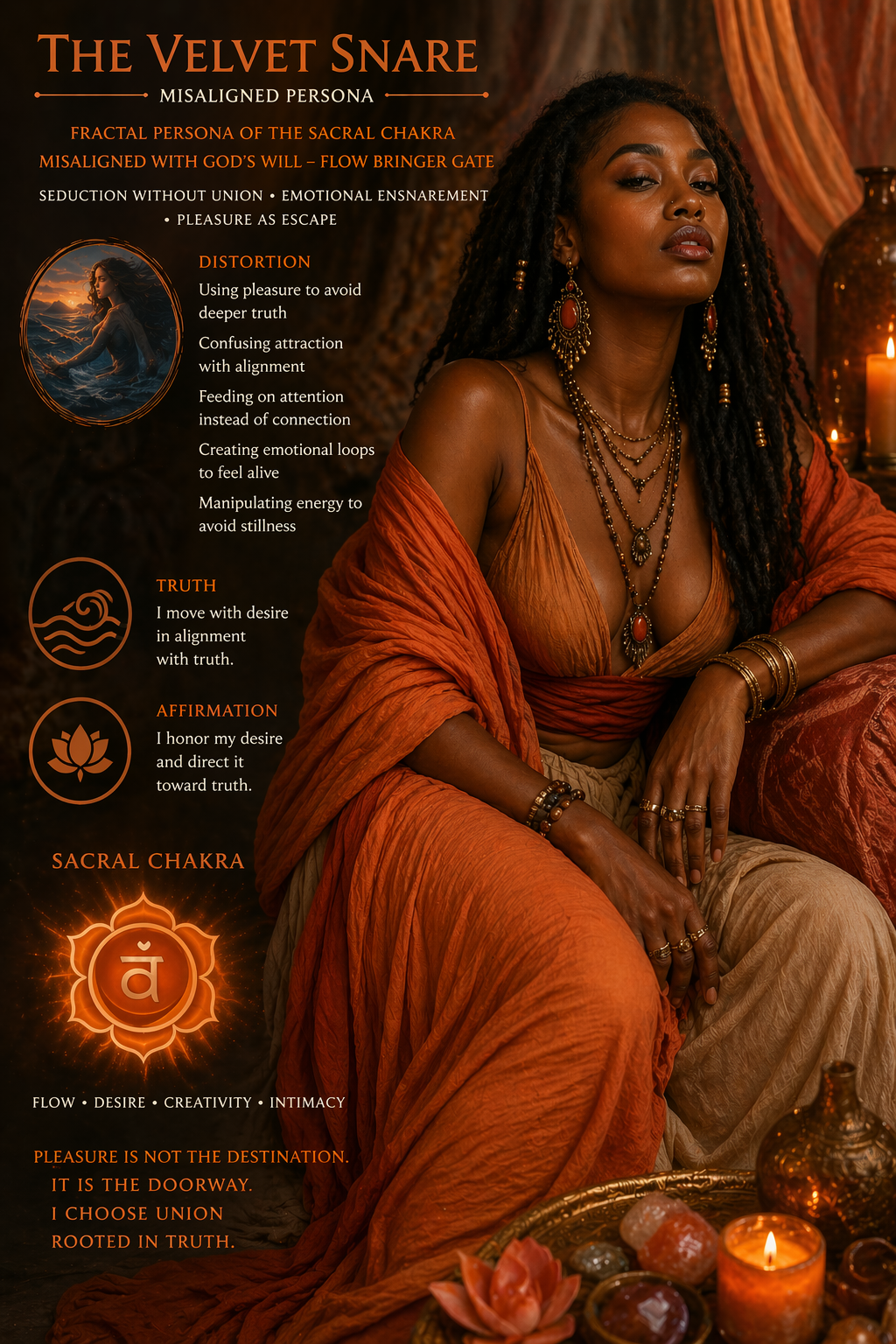 velvet snare misaligned persona, sacral chakra