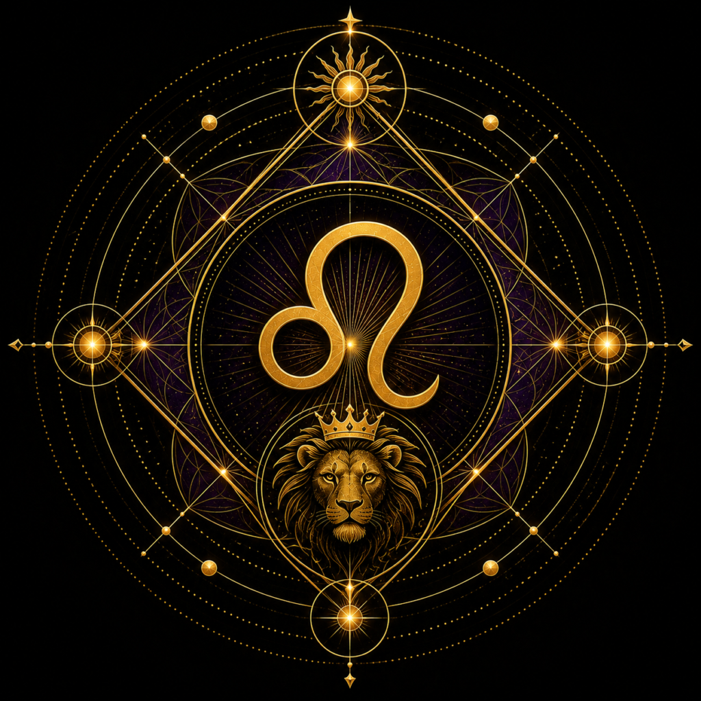 Leo mandala with cosmic geometry
