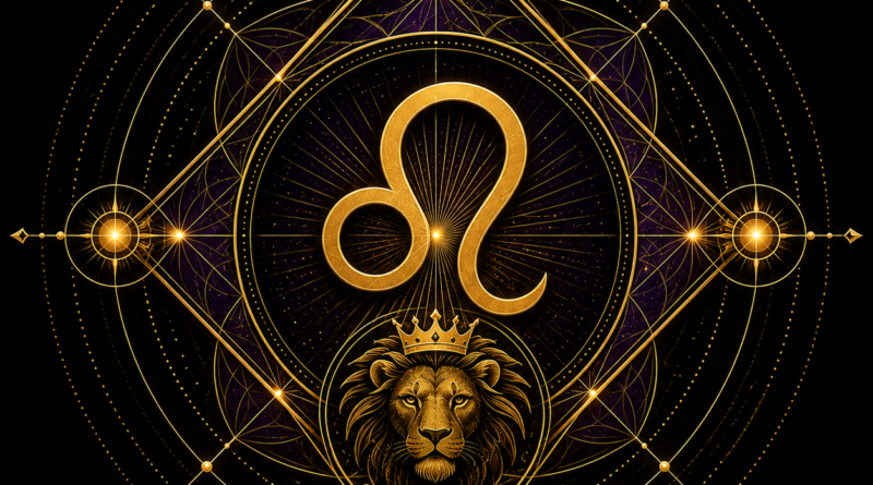 Leo mandala with cosmic geometry