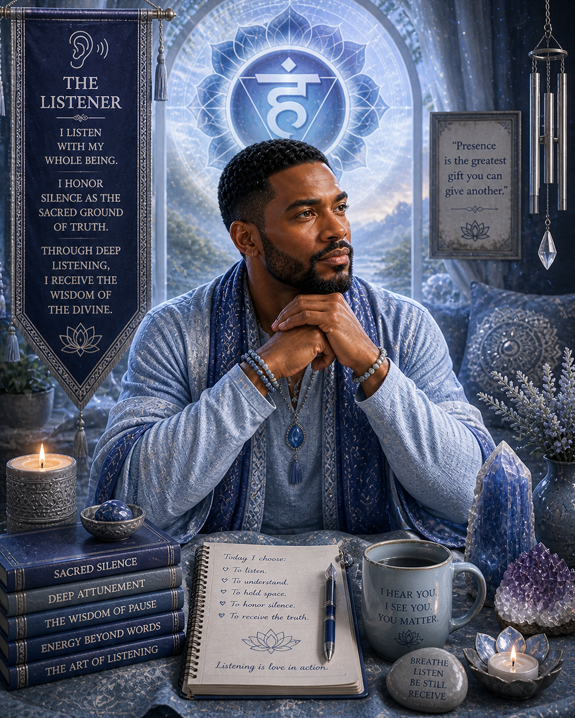 Listener aligned, throat chakra