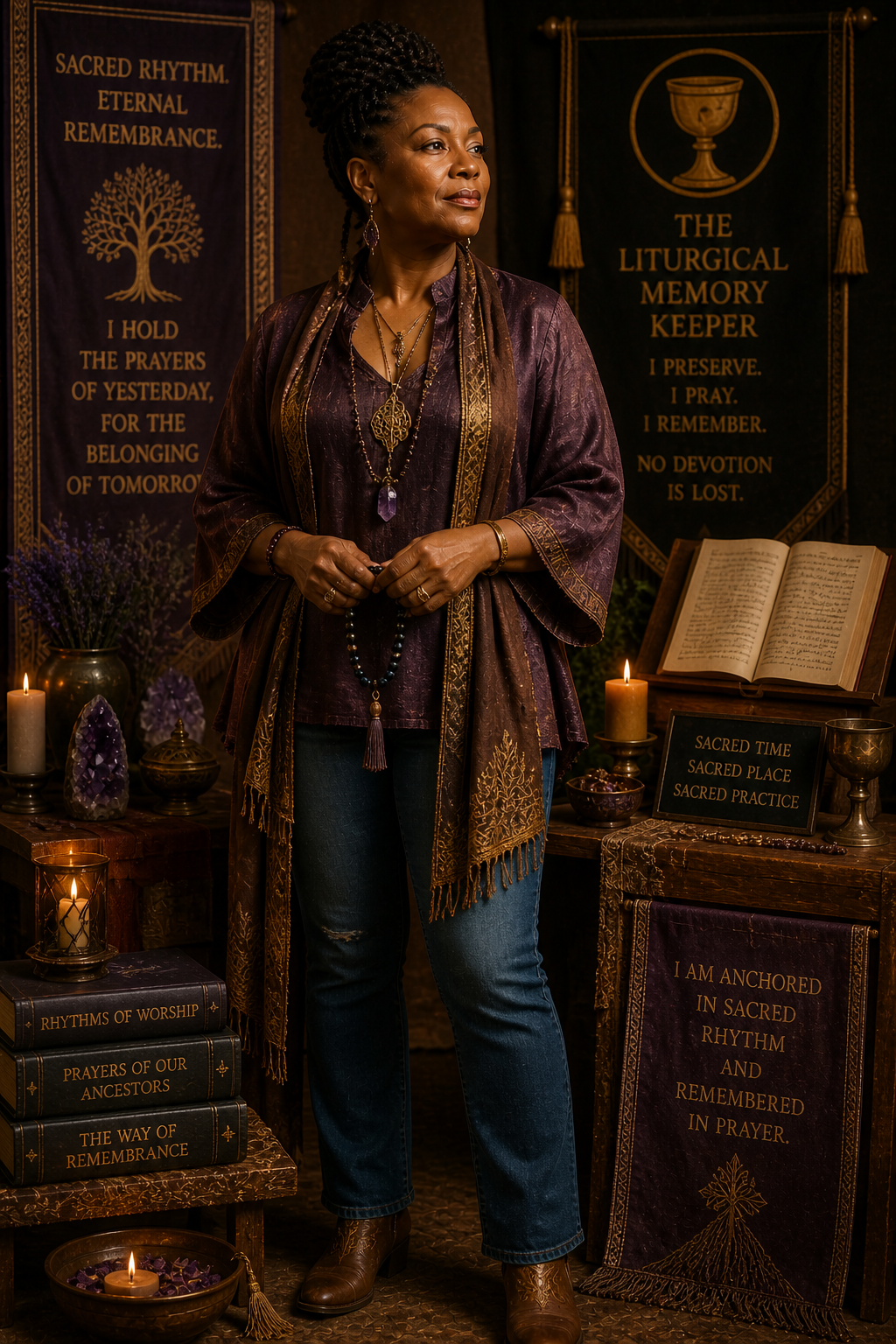 Liturgical Memory Keeper aligned, earth star chakra