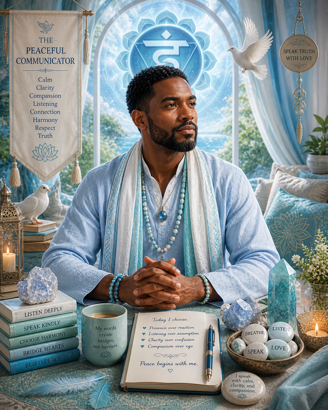 Peaceful Communicator aligned, throat chakra
