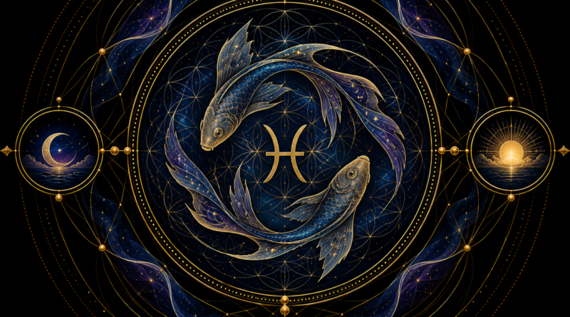 Pisces zodiac mandala design