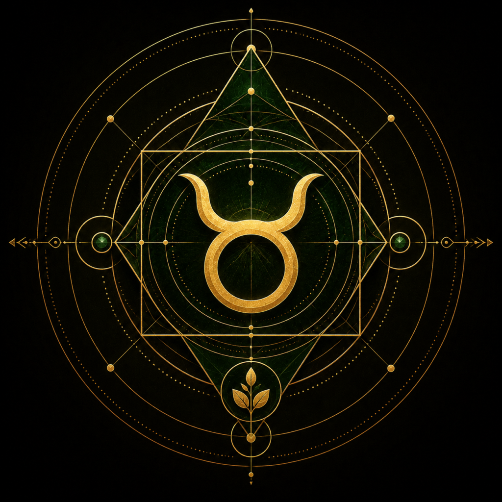 Taurus mandala with gold accents