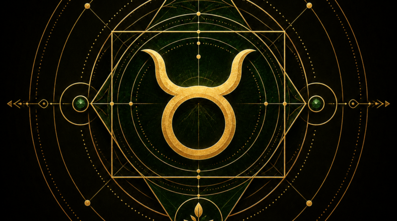 Taurus mandala with gold accents