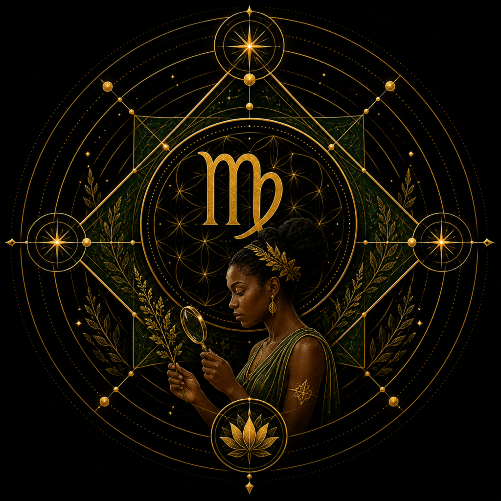 Virgo in sacred geometry frame